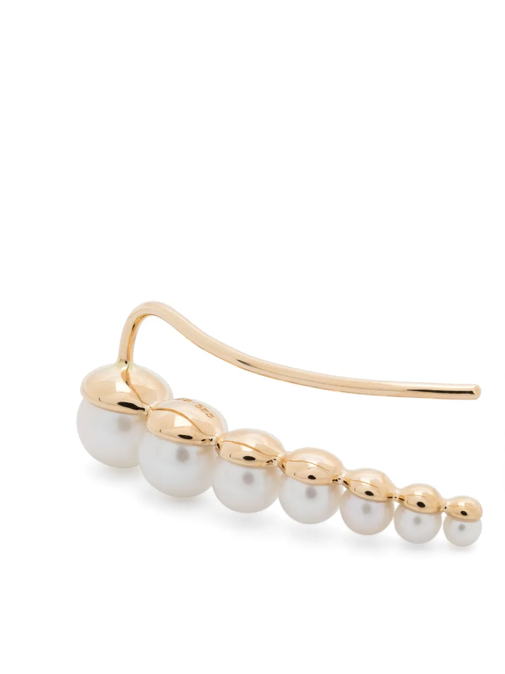 Sophie Bille Brahe Orecchino Croissant Japonais in oro giallo 14kt riciclato con perla | Gioielleria semi-preziosa | Image 4