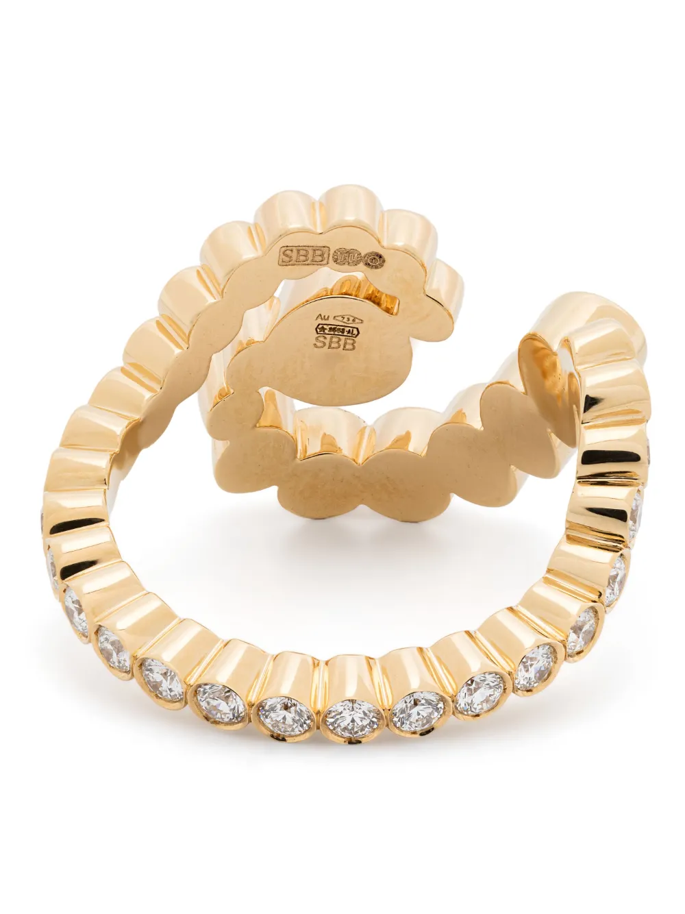 Sophie Bille Brahe Anello a fascia Gaia in oro giallo 18kt riciclato con diamanti | Anelli di alta gioielleria | Image 3
