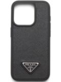 Prada enamel-logo iPhone 15 Pro case - Black