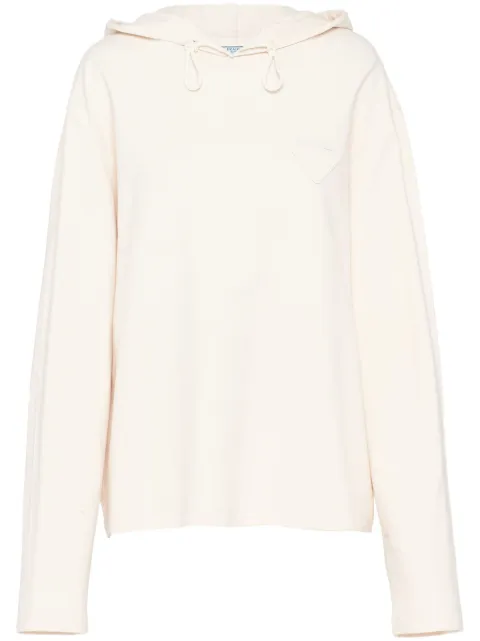Prada logo-plaque hooded T-shirt
