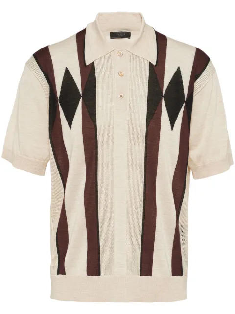 Prada argyle-knit cashmere polo top