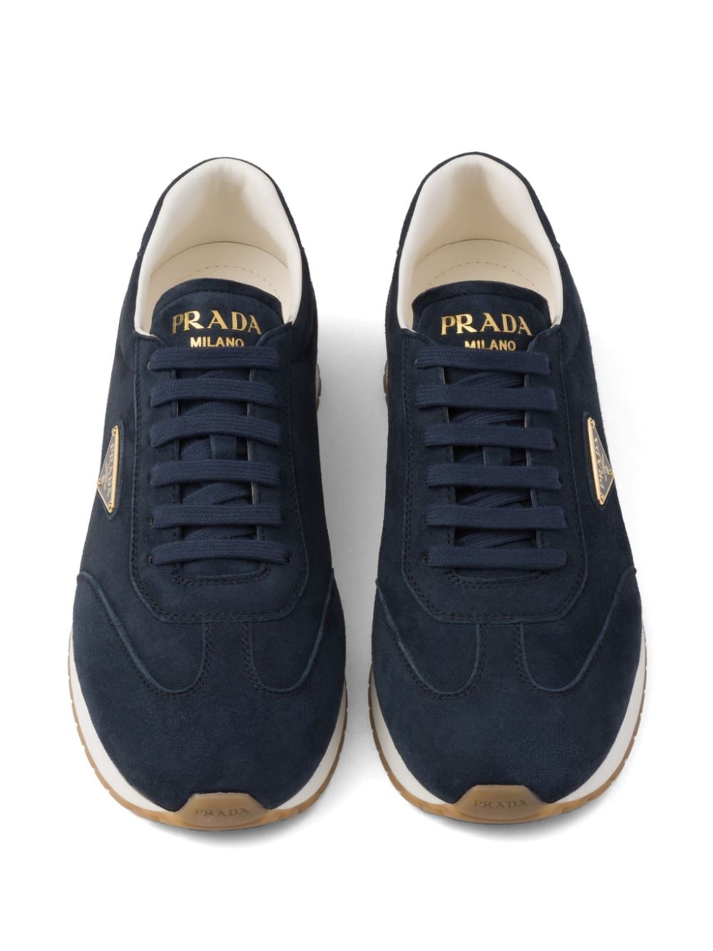 Shop Prada Triangle-logo Suede Sneakers In F0008 Blue