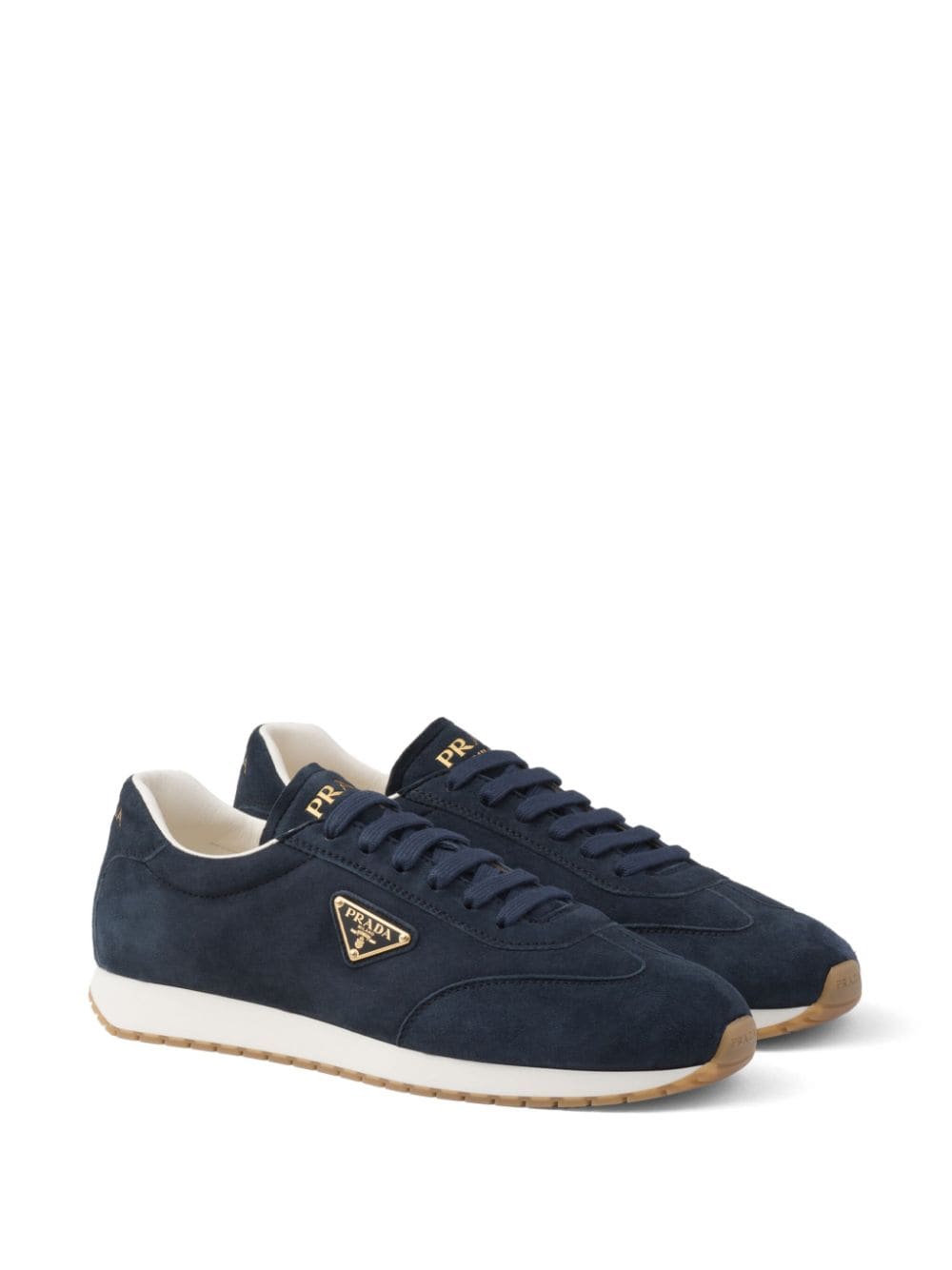 Shop Prada Triangle-logo Suede Sneakers In F0008 Blue