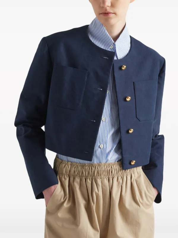 Prada Einreihiger Cropped-Blazer Blau FARFETCH DE