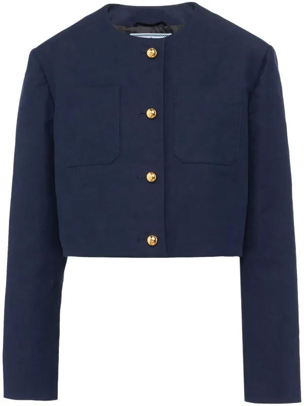 Prada single-breasted Cropped Jacket Blue FARFETCH PL