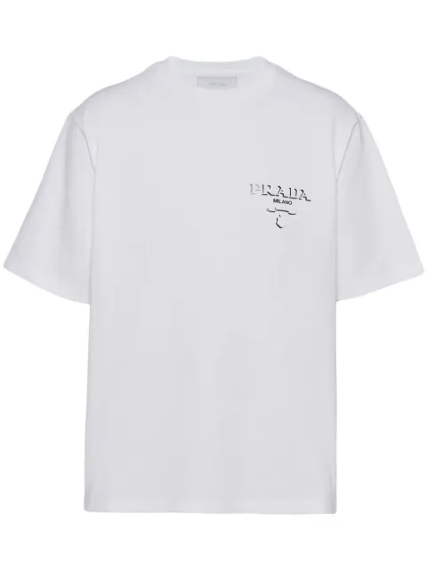 Prada logo-embossed cotton T-shirt