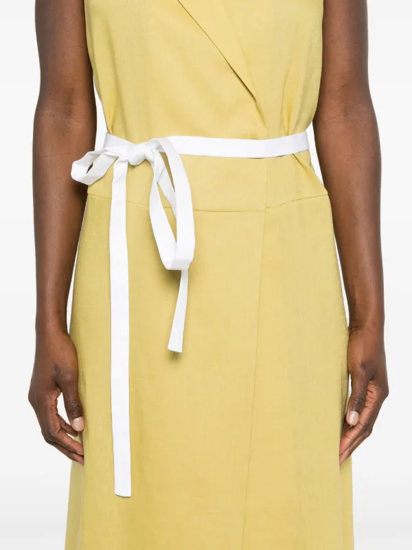 Fabiana Filippi Poplin Linen Wrap Dress | Yellow | FARFETCH