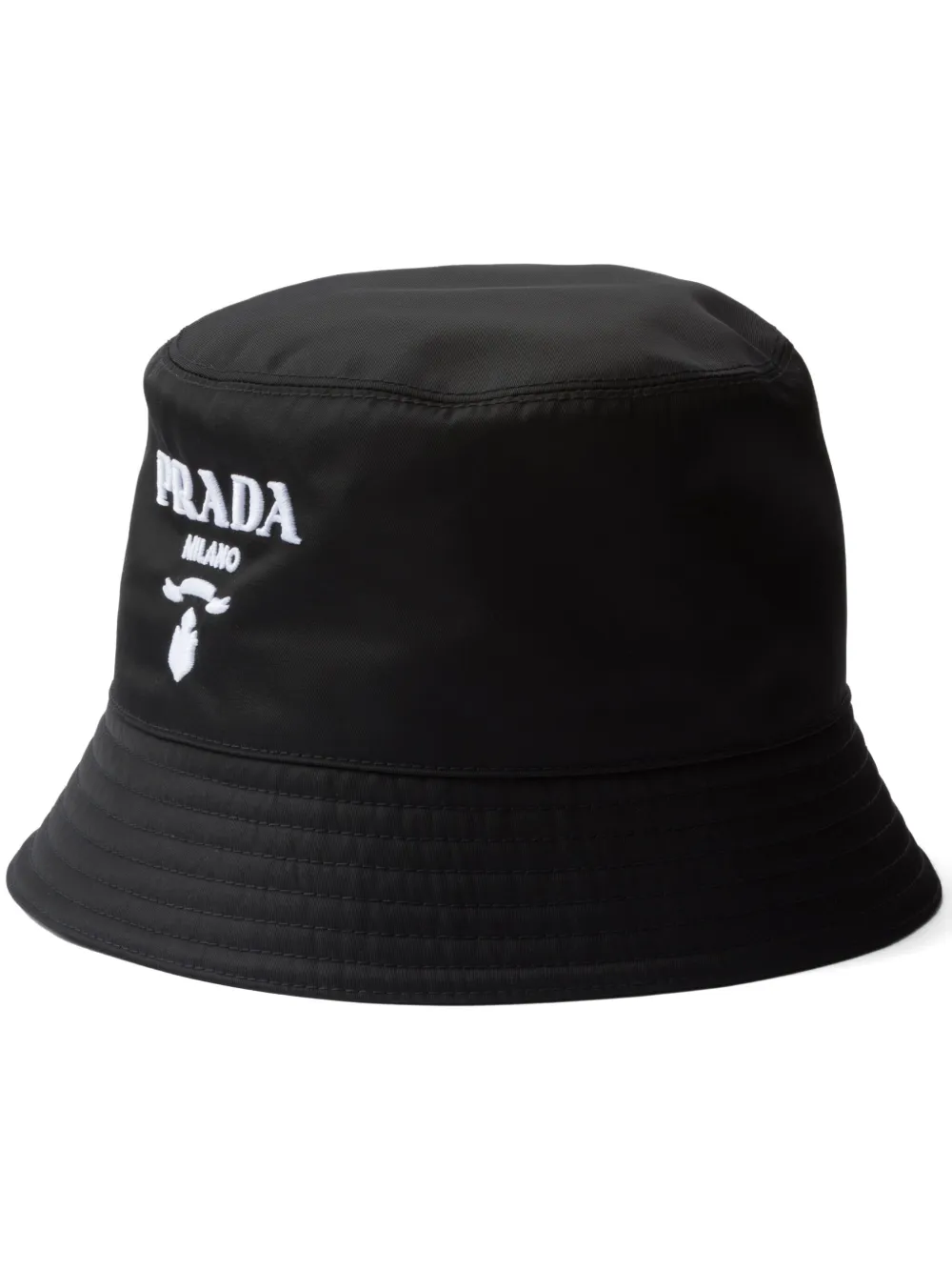 Shop Prada Logo-embroidered Bucket Hat In Black