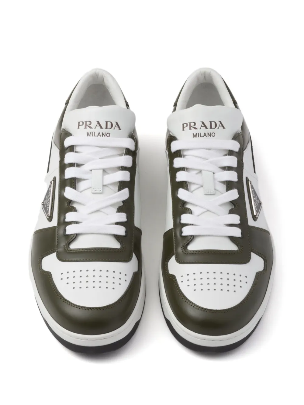 Shop Prada Downtown Colour-block Leather Sneakers In White