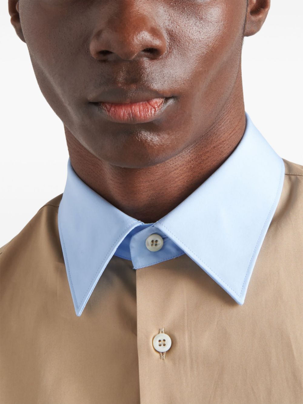 Shop Prada Long-sleeve Cotton Shirt In Neutrals