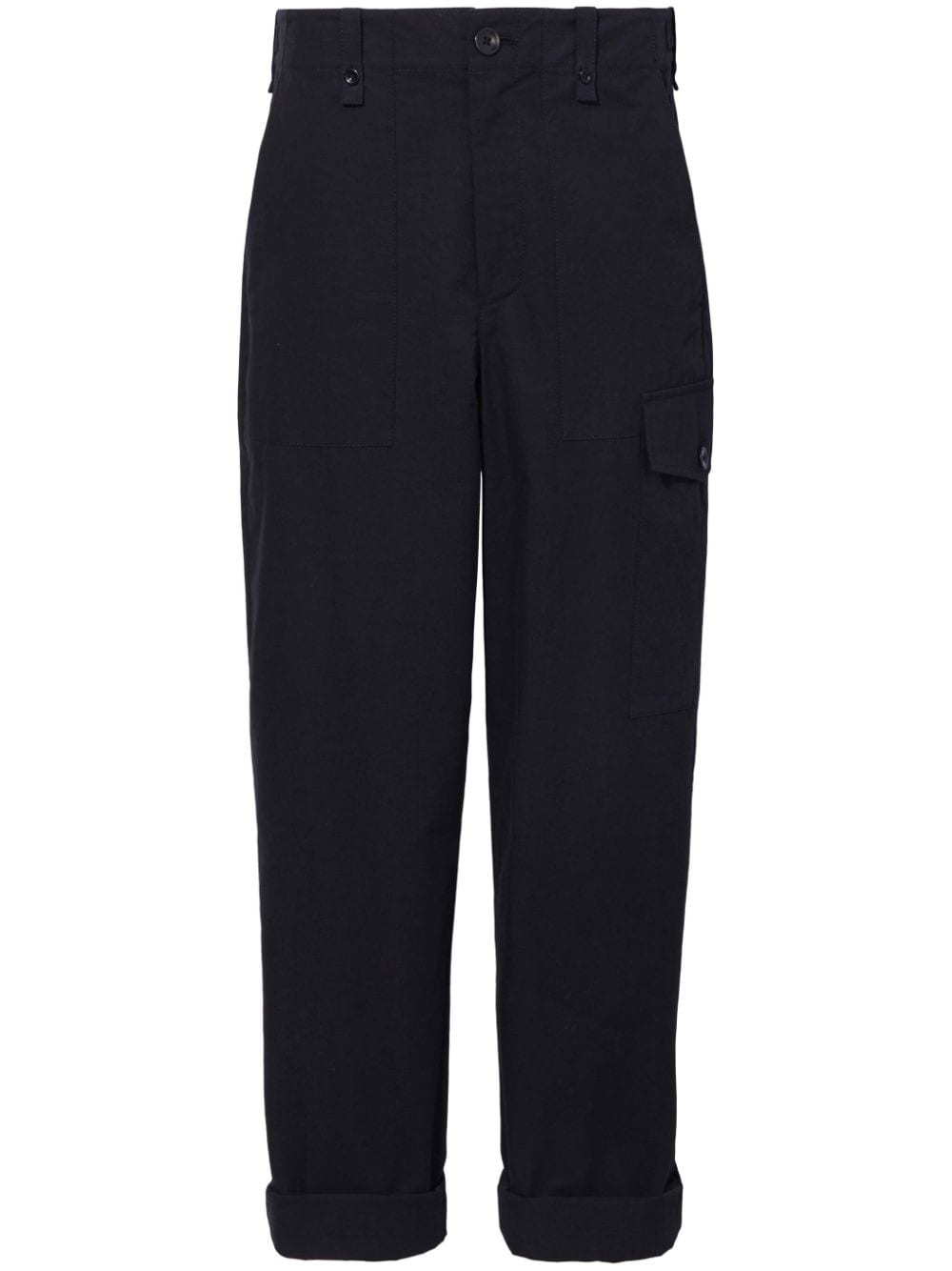 high-rise cotton-linen blend trousers
