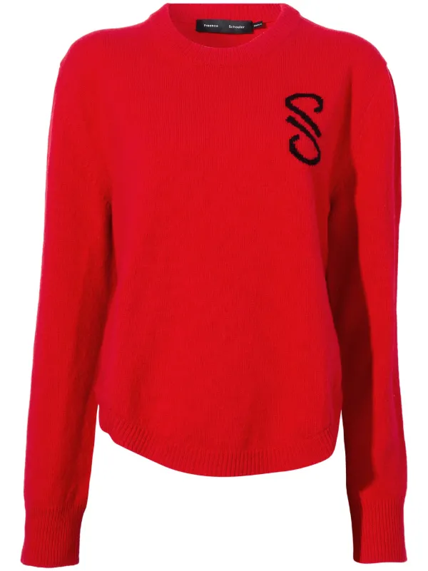 Proenza Schouler Intarsia Knit-logo Merino-wool Jumper in Red