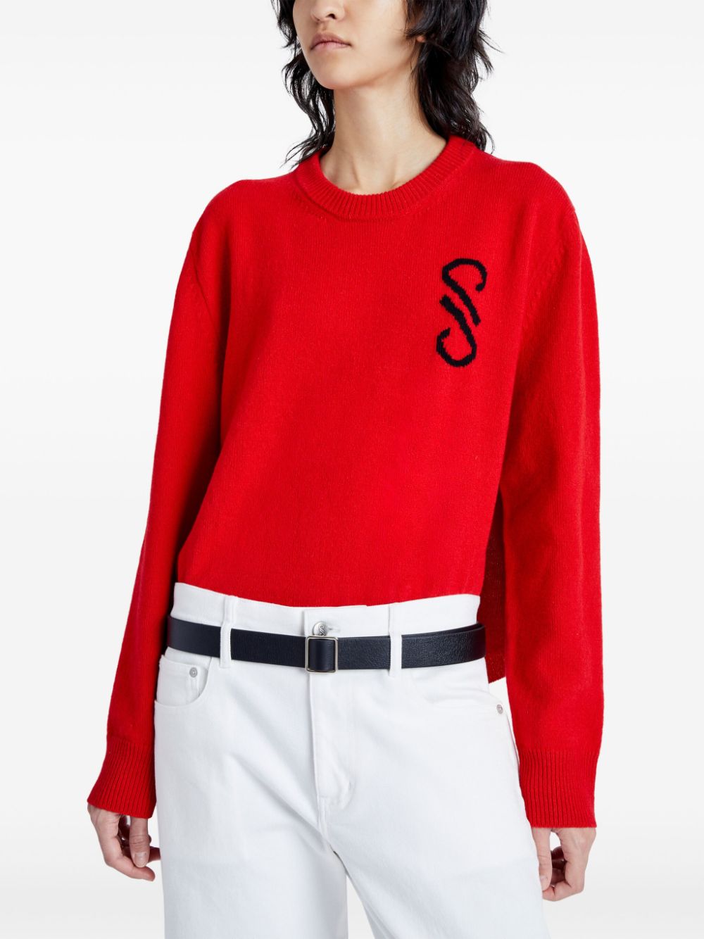 Proenza Schouler intarsia knit-logo merino-wool jumper Women