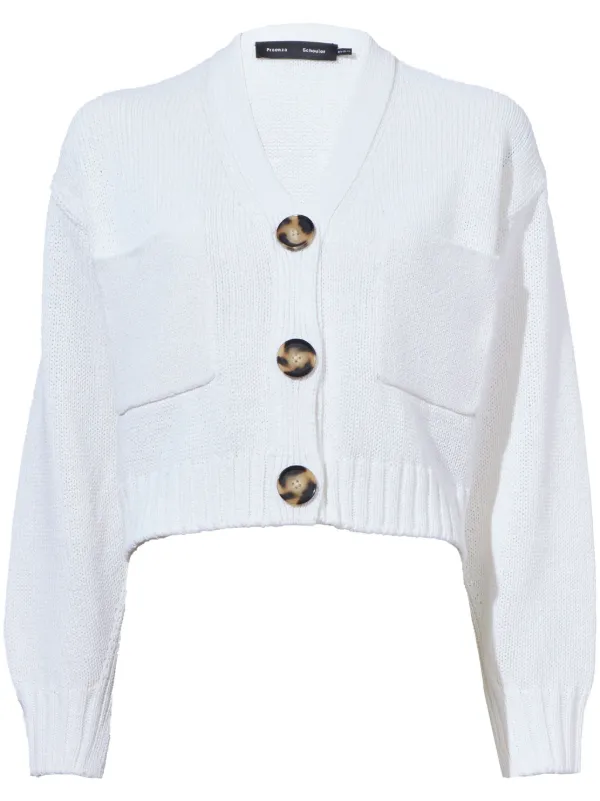 Proenza Schouler Cropped Knit Cardigan White FARFETCH IN