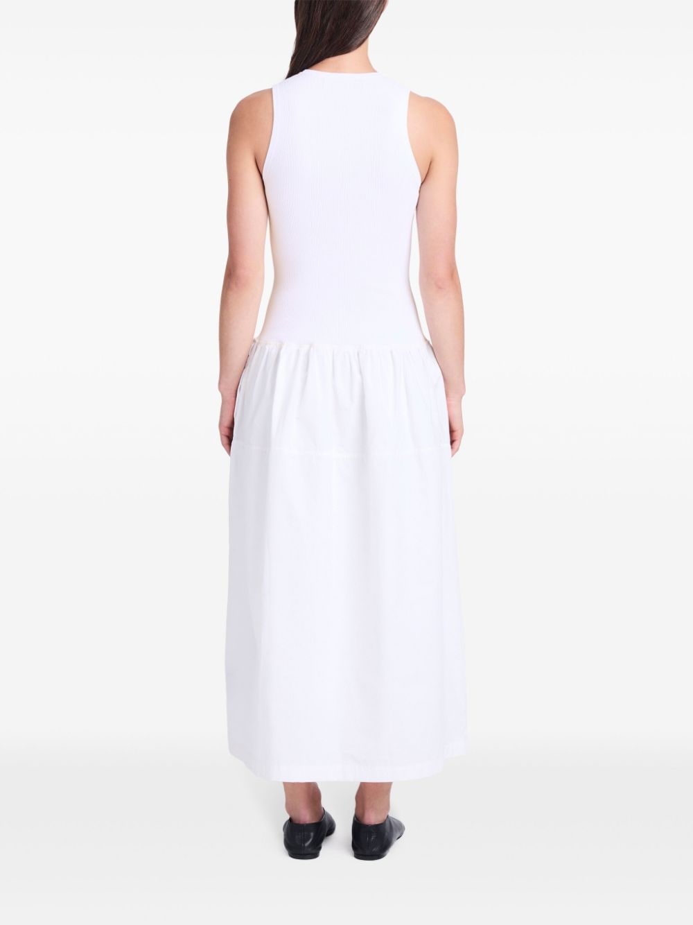 Proenza Schouler White Label Katoenen maxi-jurk met diepe ronde hals Wit