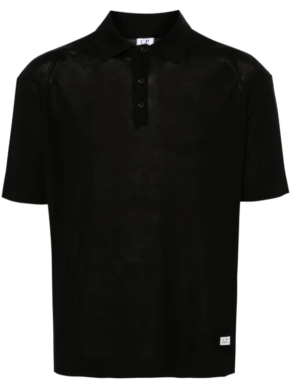 C.P. Company fine knit short sleeve Polo Shirt Black FARFETCH AO