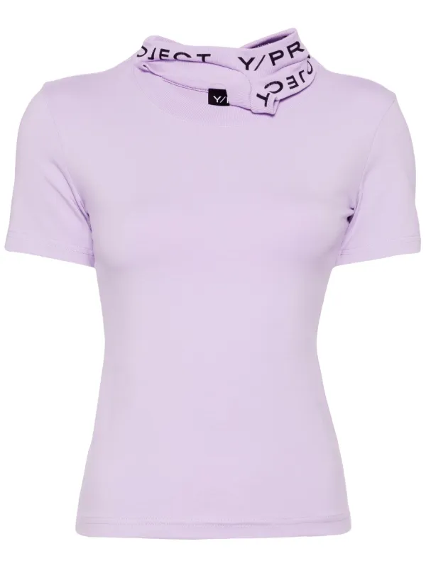 Y/Project Logo-print Collar Jersey T-shirt in Purple