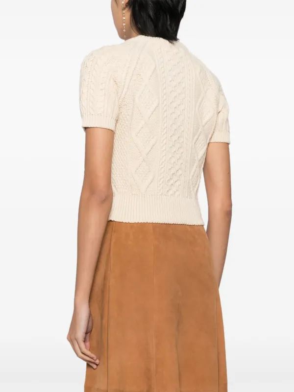 CHANEL Pre-Owned 1996 Short Sleeve Sweater Knit Tops | Neutrals