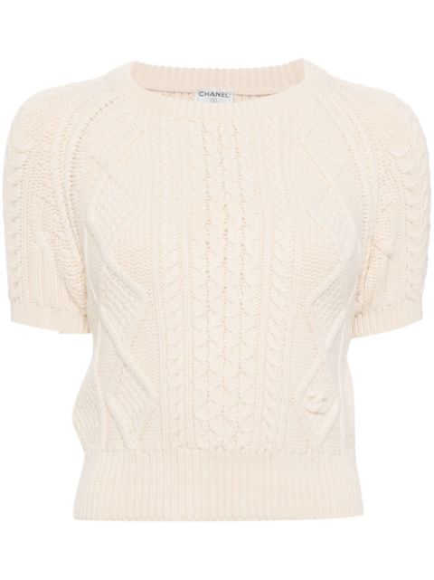 HOT SALE CHANEL 1996 Short Sleeve Sweater Knit Tops Women