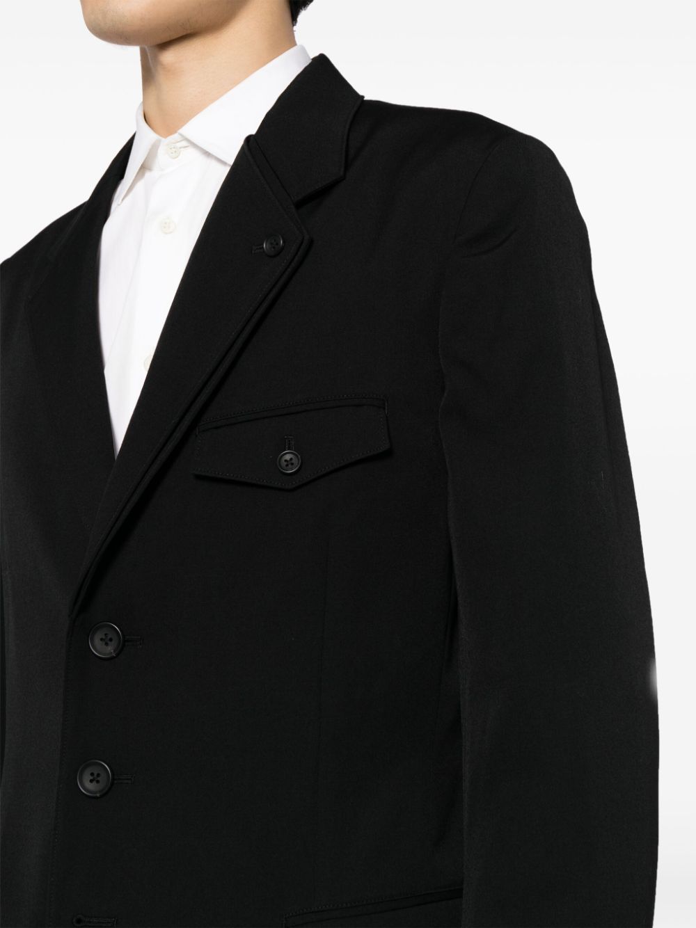 Shop Yohji Yamamoto Single-breasted Wool Blazer In 黑色