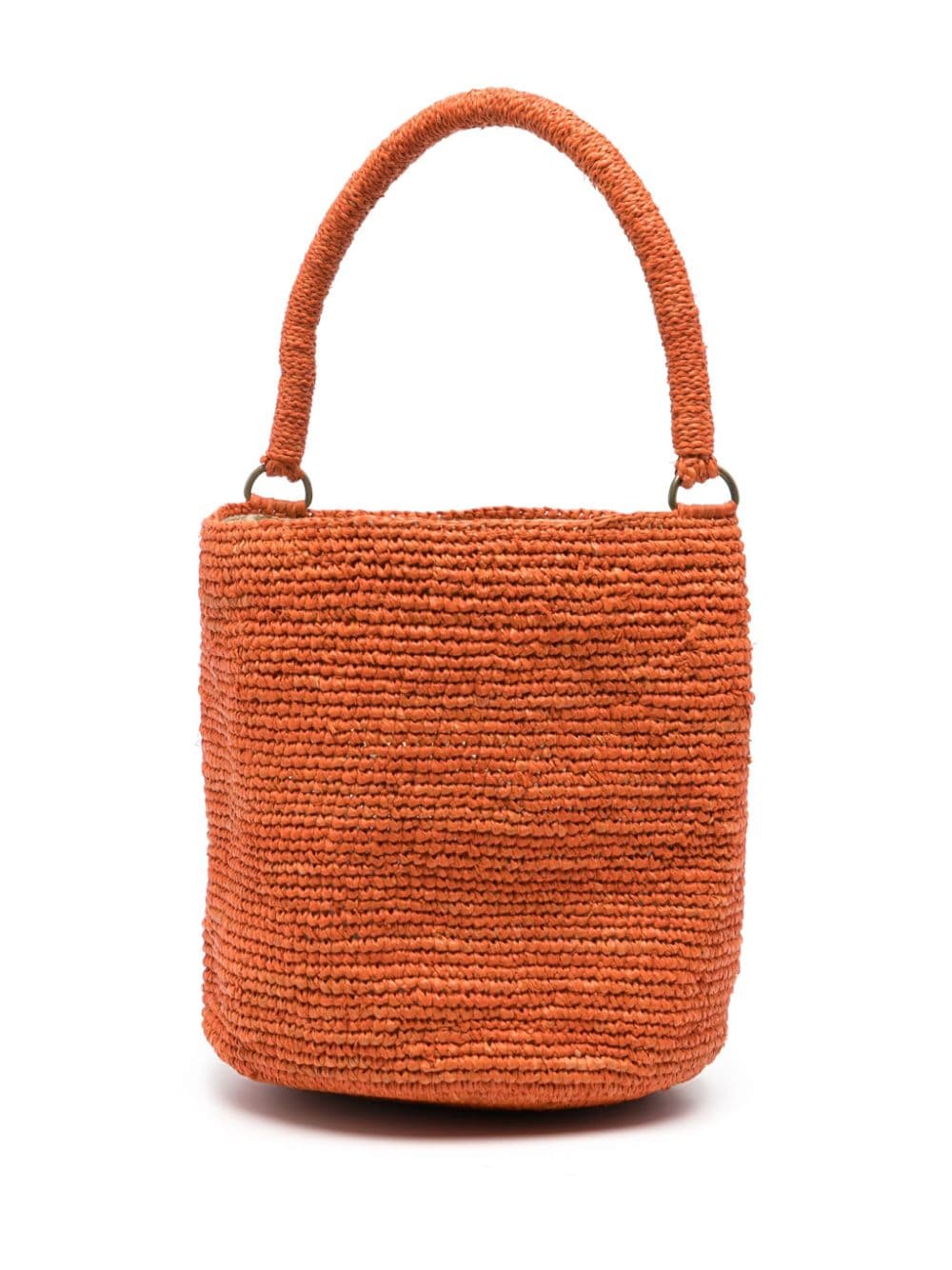 Shop Ibeliv Siny Raffia Bucket Bag In Orange