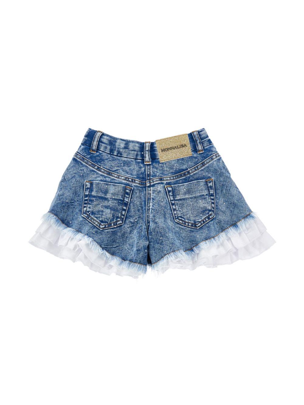 Shop Monnalisa Ruffle-trim Denim Shorts In Blue