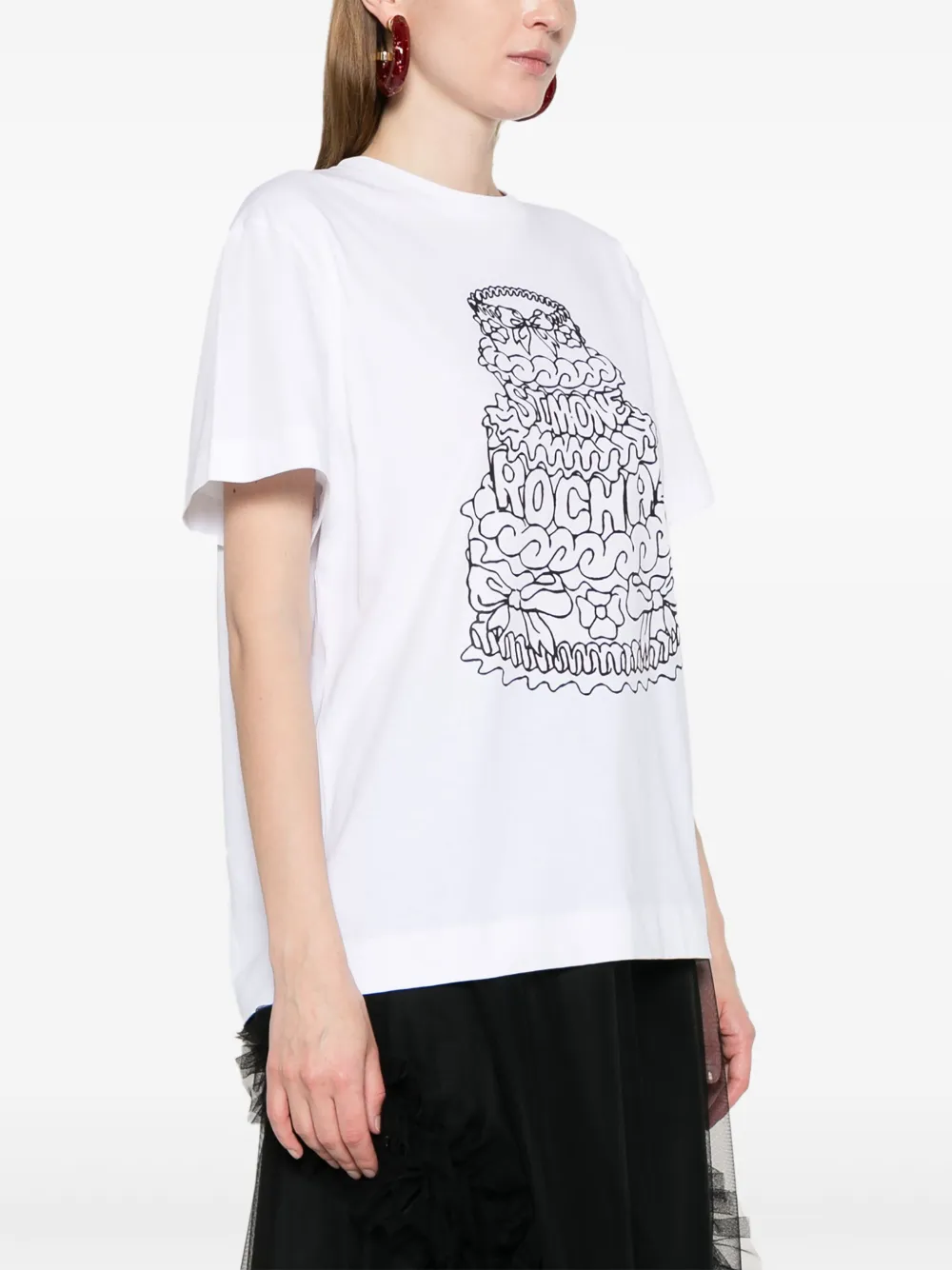 Shop Simone Rocha Cake-print Cotton T-shirt In White