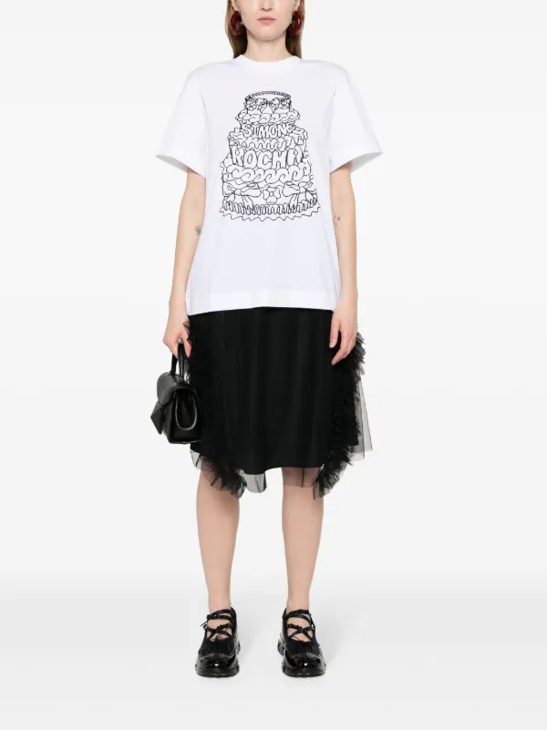 Simone Rocha ケーキ Tシャツ a3176 Simone Rocha cake-print Cotton T-shirt | White | FARFETCH TR