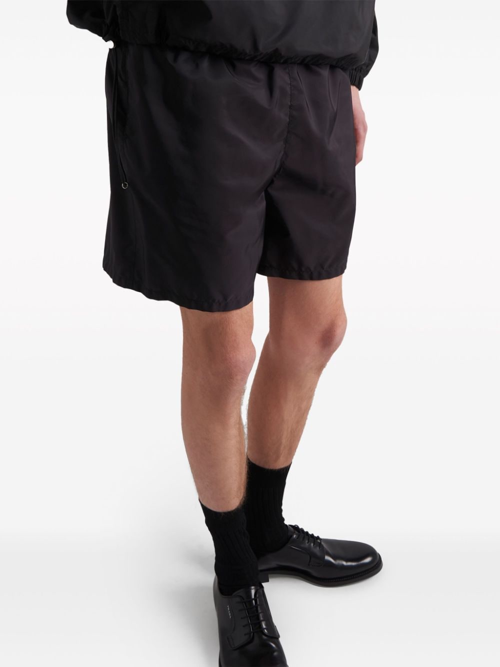 Shop Prada Triangle-logo Swim Shorts In Black