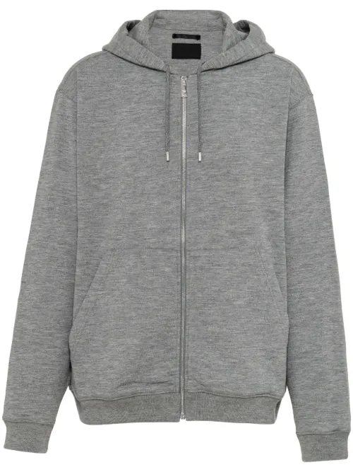 Hoodie zippé à patch logo - Prada - Modalova
