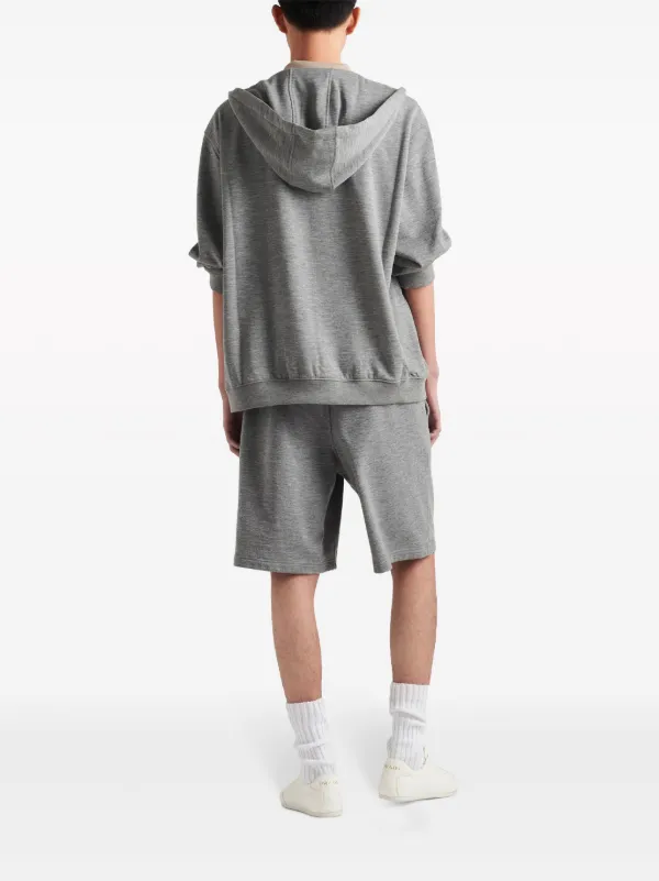Prada triangle-logo zip-up Hoodie | Grey | FARFETCH Prada triangle-logo zip-up Hoodie | Grey | FARFETCH