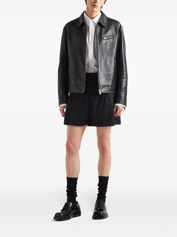 Prada distressed discount leather jacket