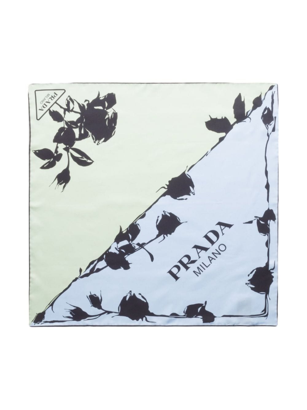 Shop Prada Printed Silk Scarf In Blue