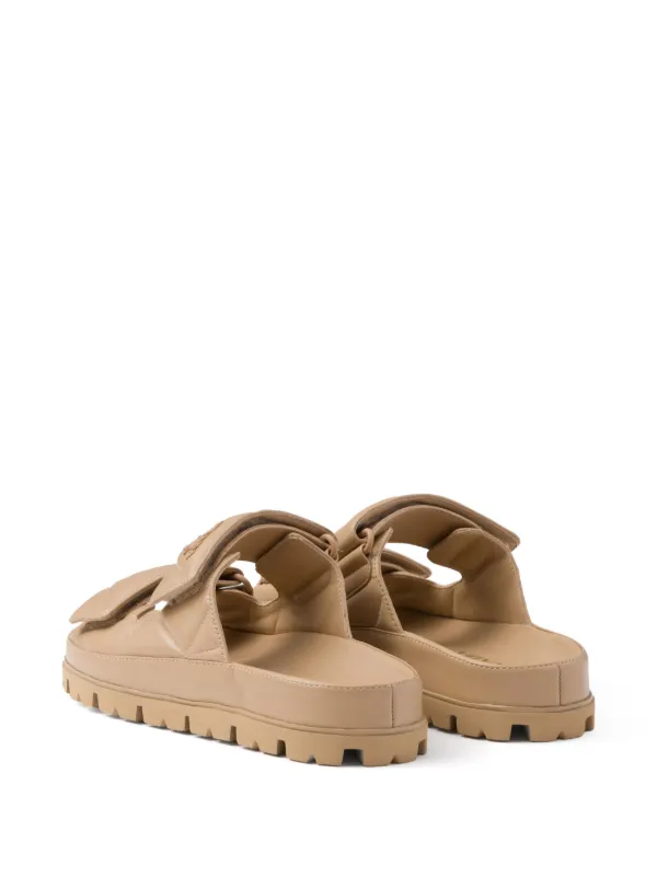 Prada logo-lettering Quilted Slides - Farfetch