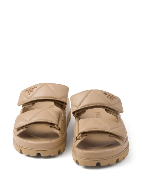 Prada logo-lettering Quilted Slides - Farfetch