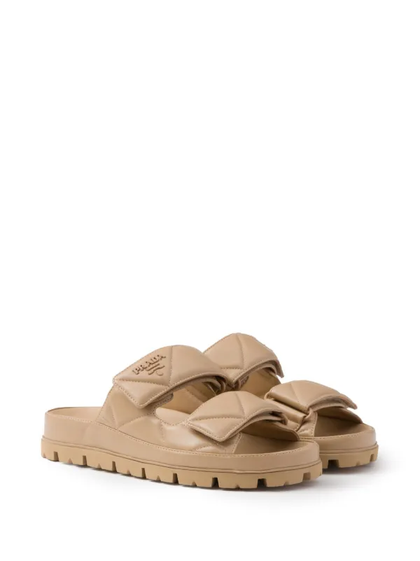 Prada logo-lettering Quilted Slides - Farfetch