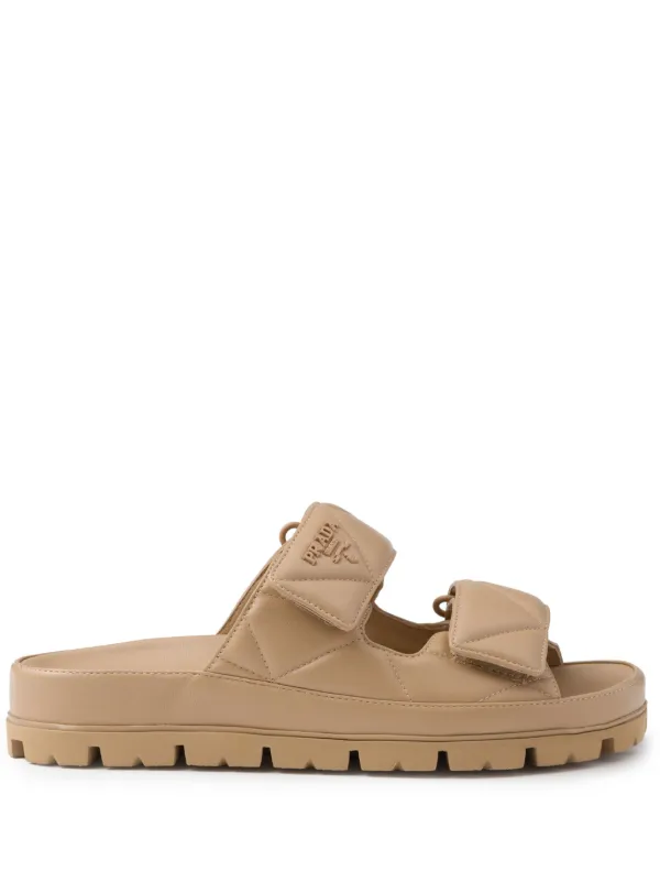 Prada logo-lettering Quilted Slides - Farfetch