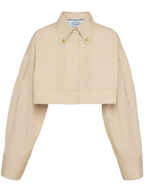 Veste en coton à coupe crop - Prada - Modalova