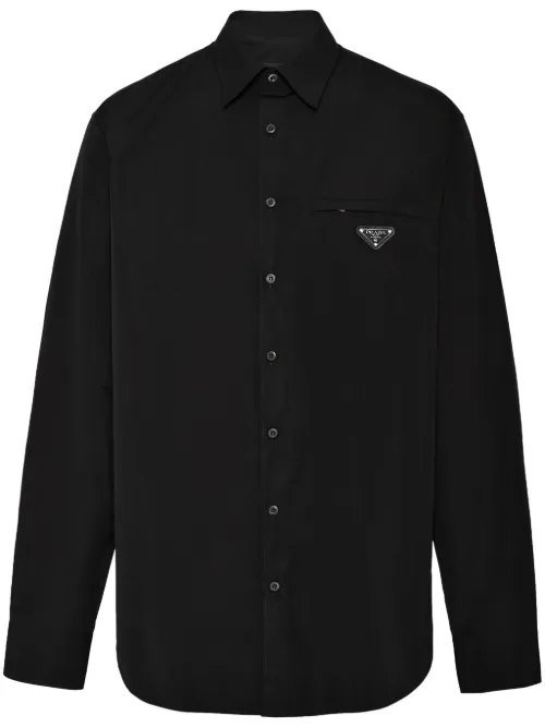 Chemise à logo triangulaire en émail - Prada - Modalova