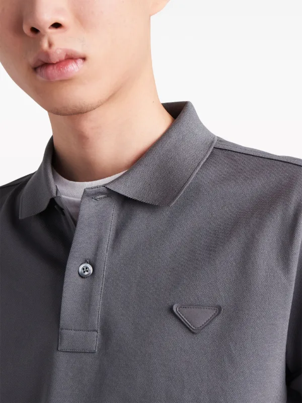 Prada Enamel triangle-logo Polo Shirt | Grey | FARFETCH Prada Enamel triangle-logo Polo Shirt | Grey | FARFETCH