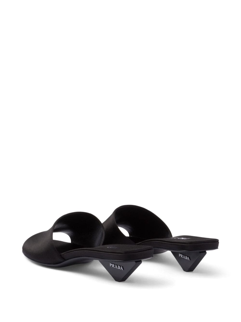 Shop Prada 35mm Triangle-heel Satin Mules In Black