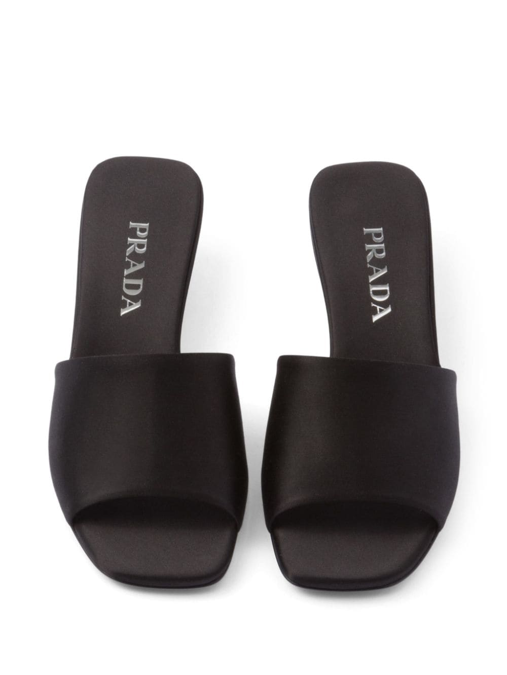 Shop Prada 35mm Triangle-heel Satin Mules In Black