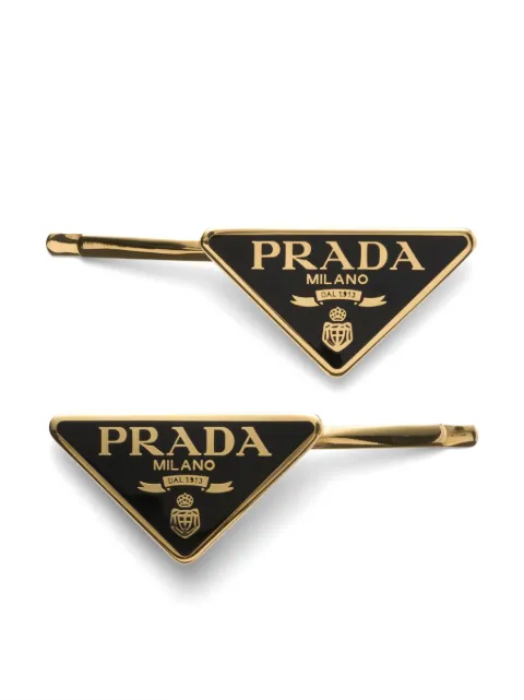 Prada triangle-logo hair clips (set of two)