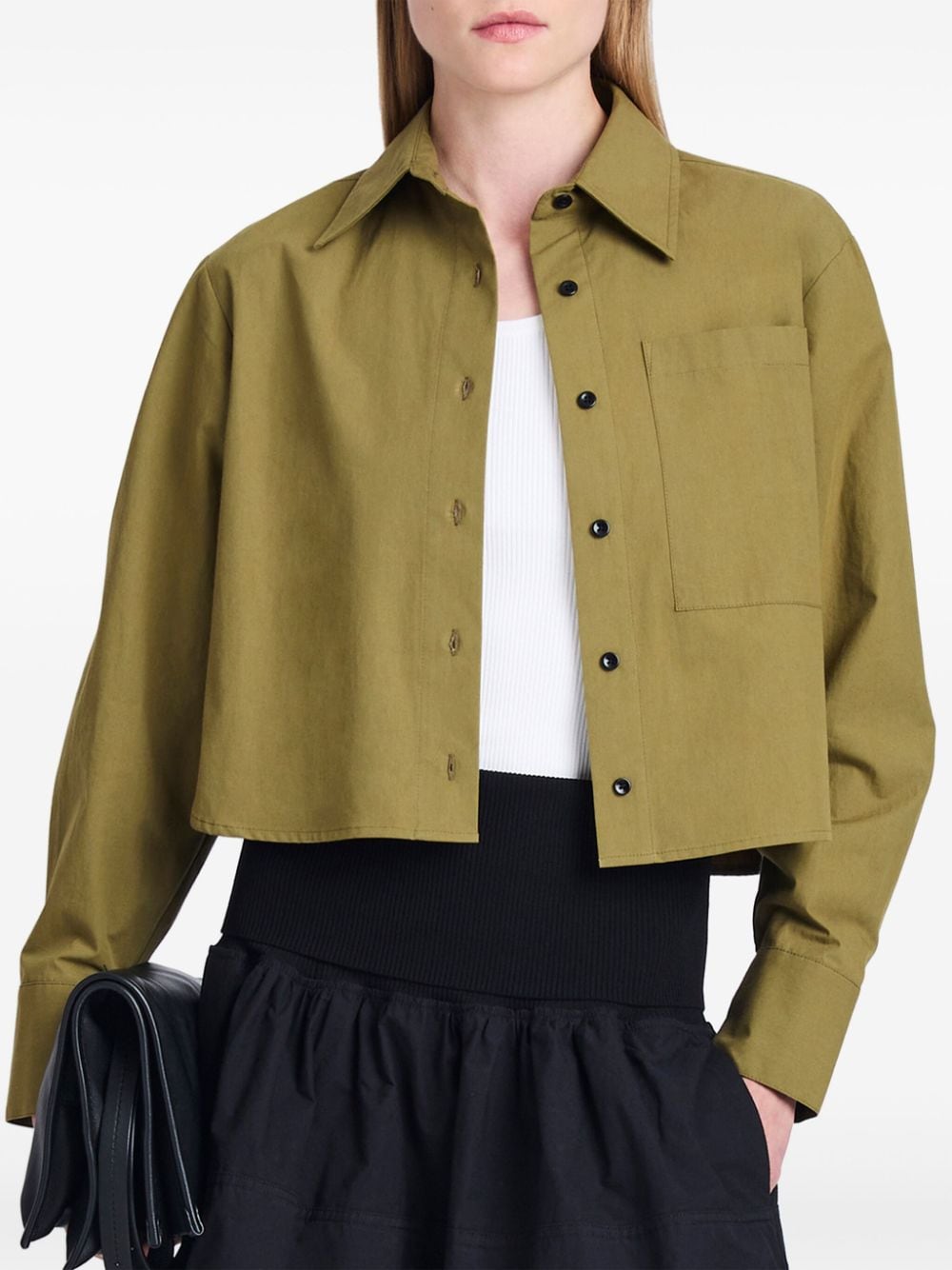 Proenza Schouler White Label Popeline cropped blouse Groen