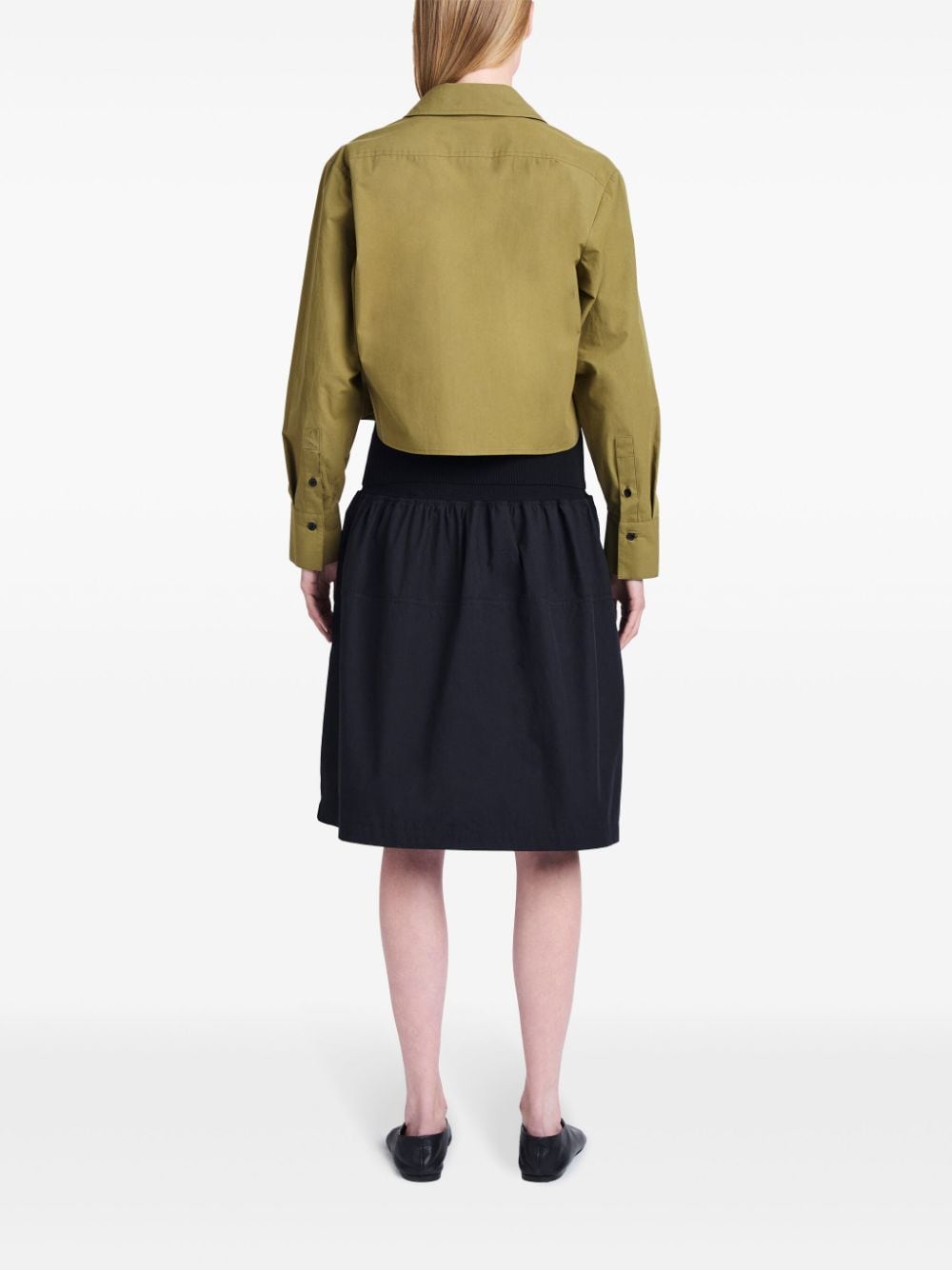 Shop Proenza Schouler White Label Long-sleeve Poplin Cropped Shirt In Green