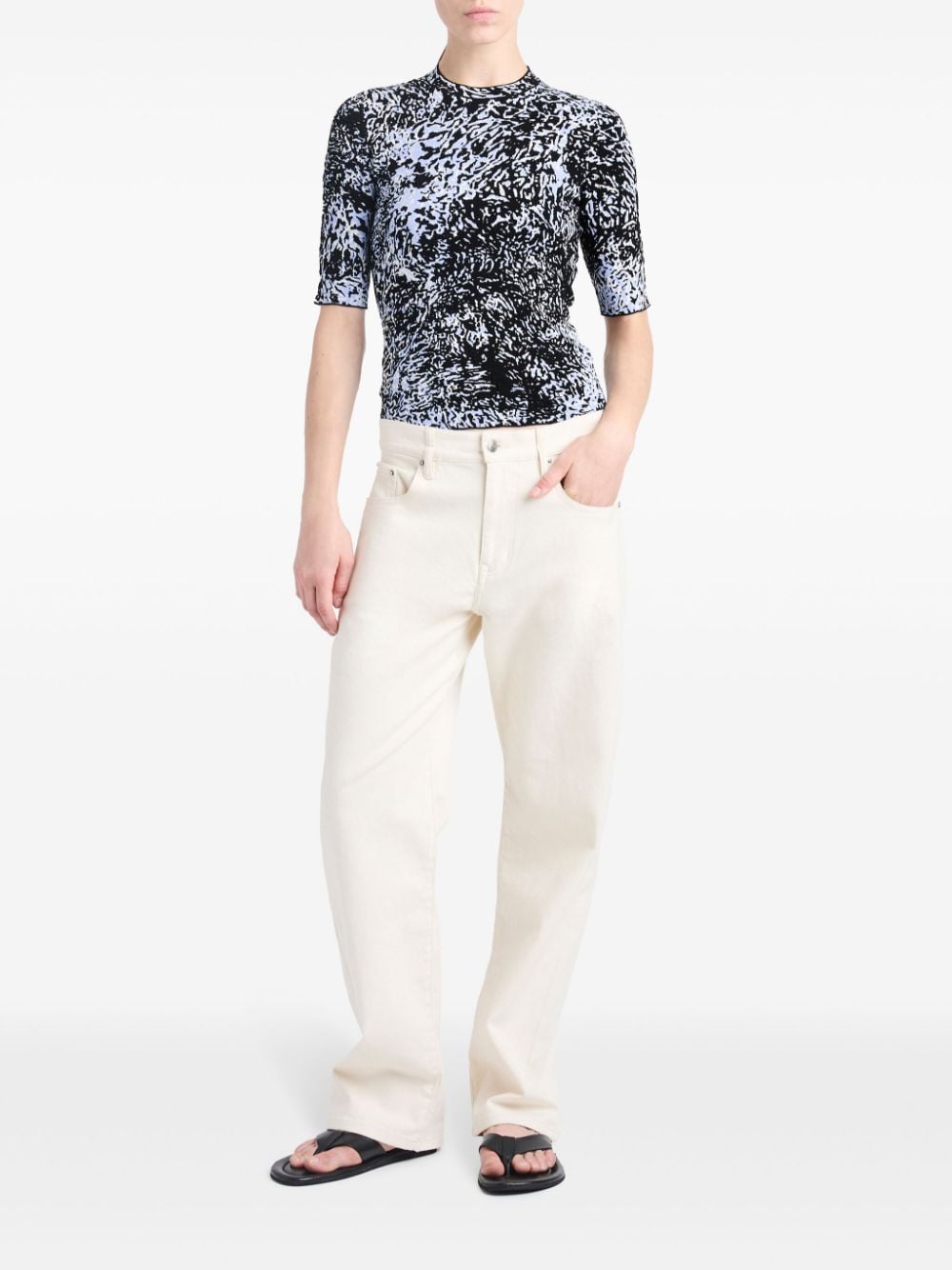 Shop Proenza Schouler Abstract-print Jacquard Knit Top In Blue