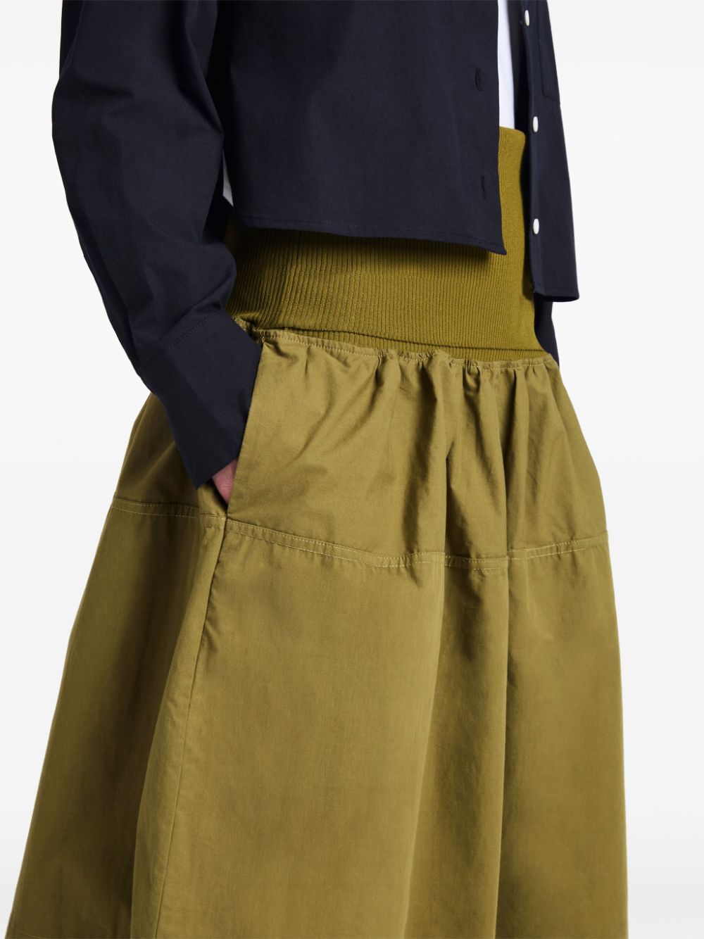 Shop Proenza Schouler White Label Pleated Cotton Skirt In Green