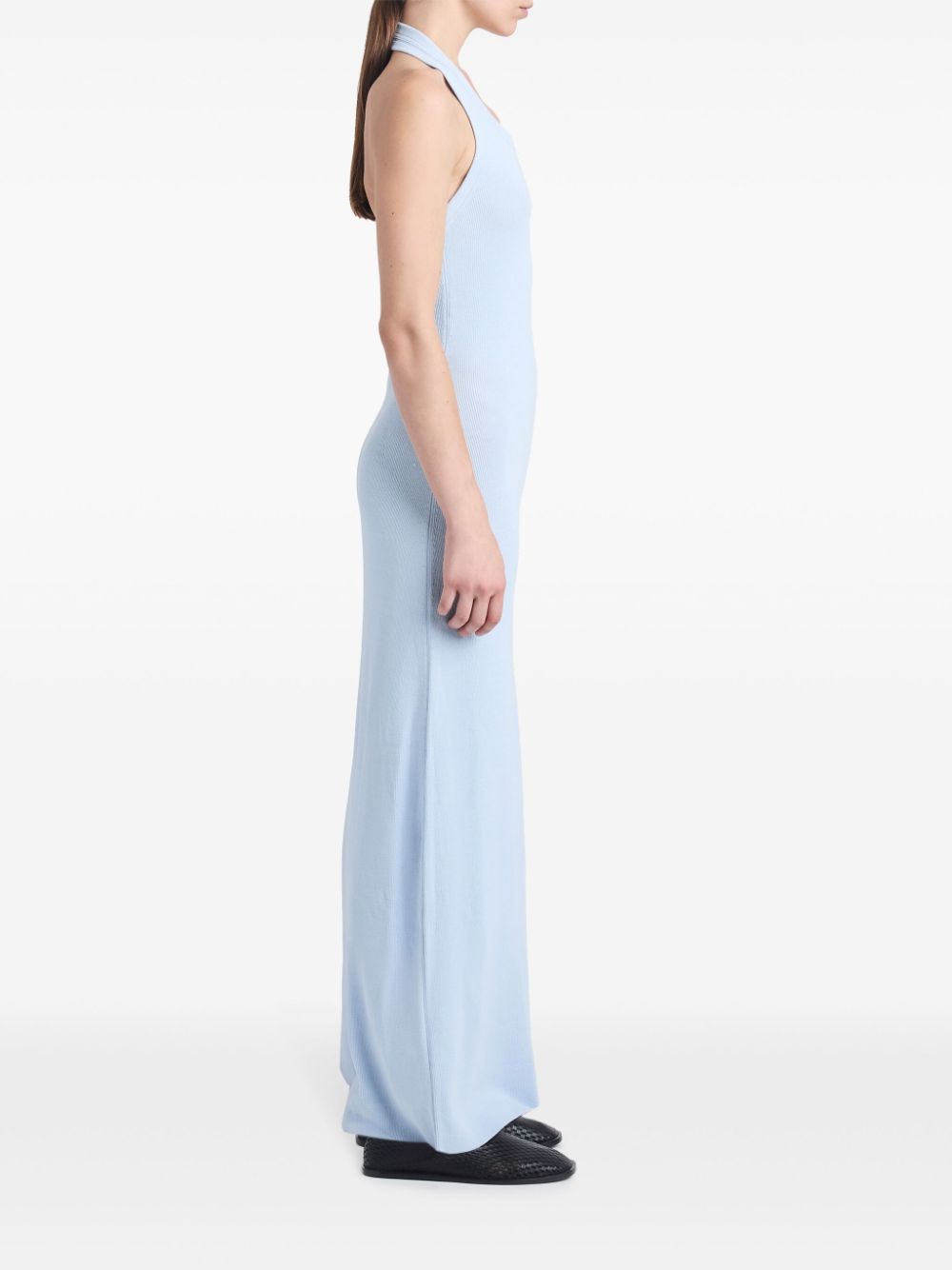 Shop Proenza Schouler Ribbed-knit Halterneck Dress In Blue
