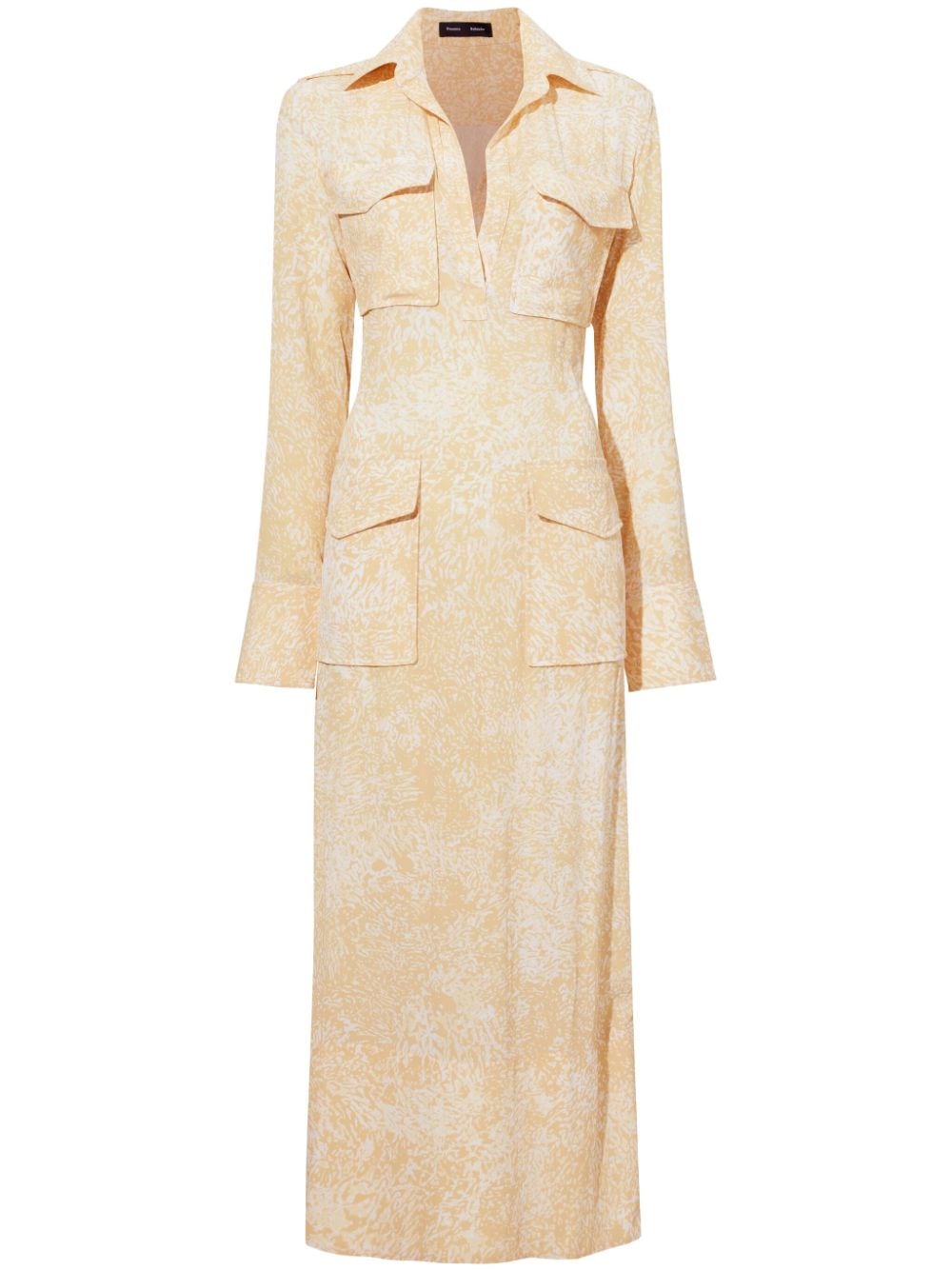 Proenza Schouler Abstract-print Crepe Maxi Dress In Gold