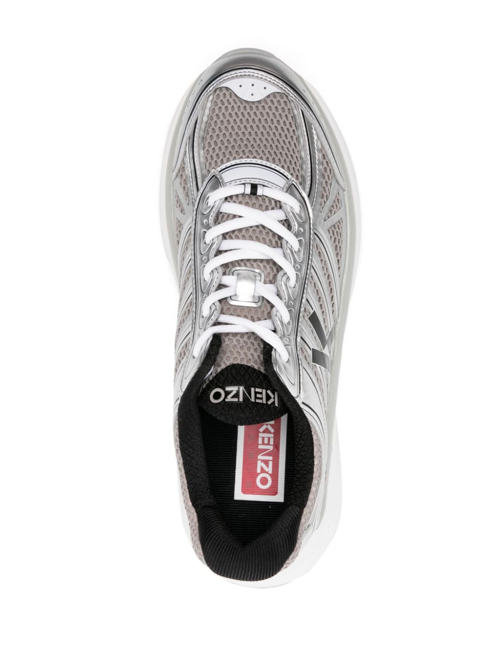 Shop Kenzo Pace Metallic Mesh Sneakers In Grey